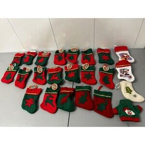 Mini Stocking RAIT AID Merry Christmas 5" Sock Ornaments Red /White (23 Total)